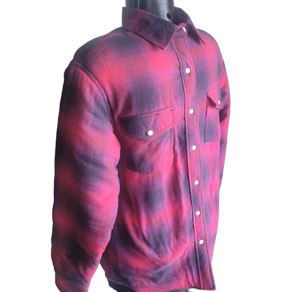 Mens Red Plaid Insulated Work Shirt S - Picture 3 of 5